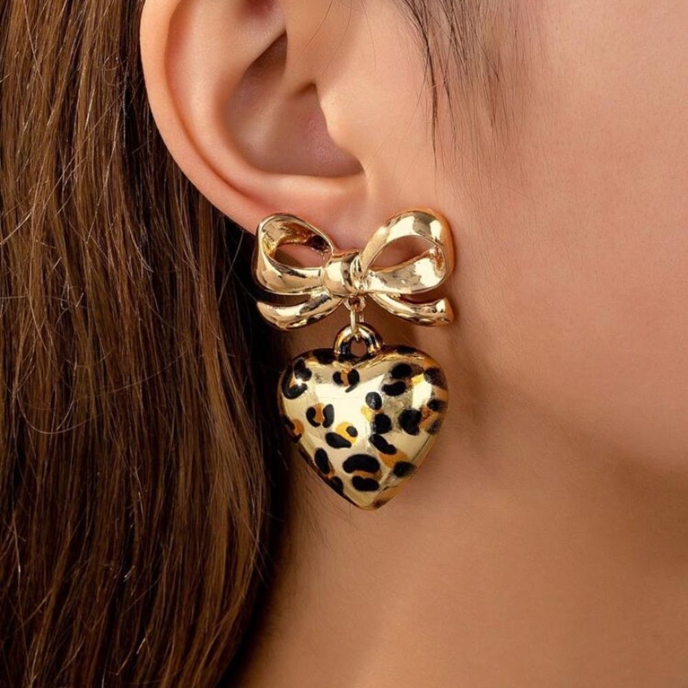 3for$20 European And American Unique Exaggerated Leopard Bow & Heart